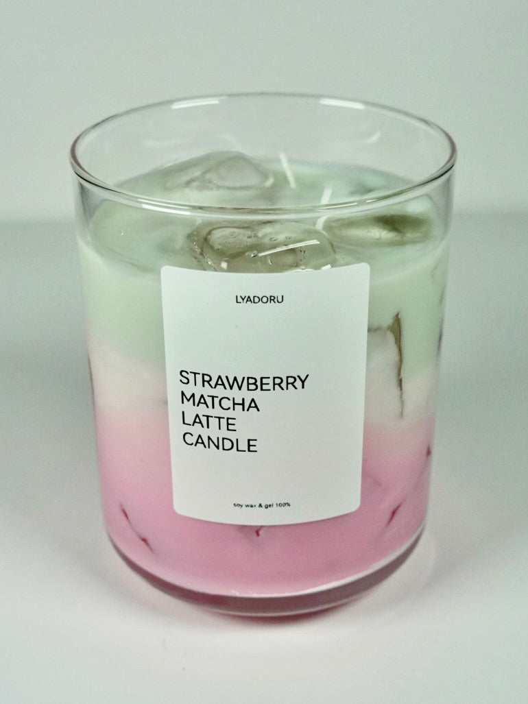 Strawberry Matcha Latte Soy Candle – Ice Cube Edition