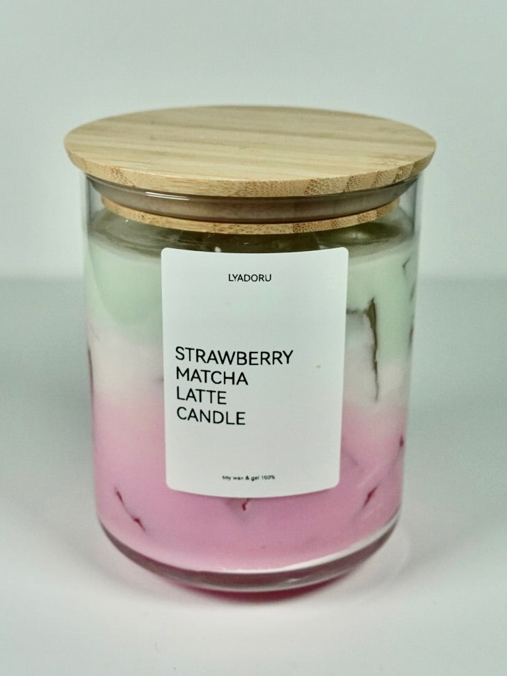 Strawberry Matcha Latte Soy Candle – Ice Cube Edition