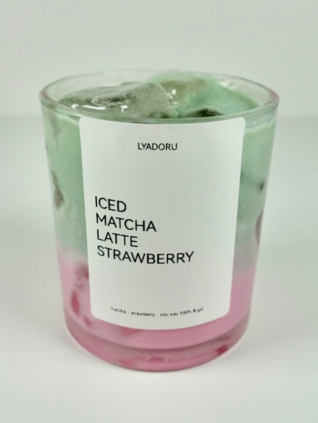 Iced Matcha Latte Strawberry Soy Candle – Matcha & Strawberry Fusion